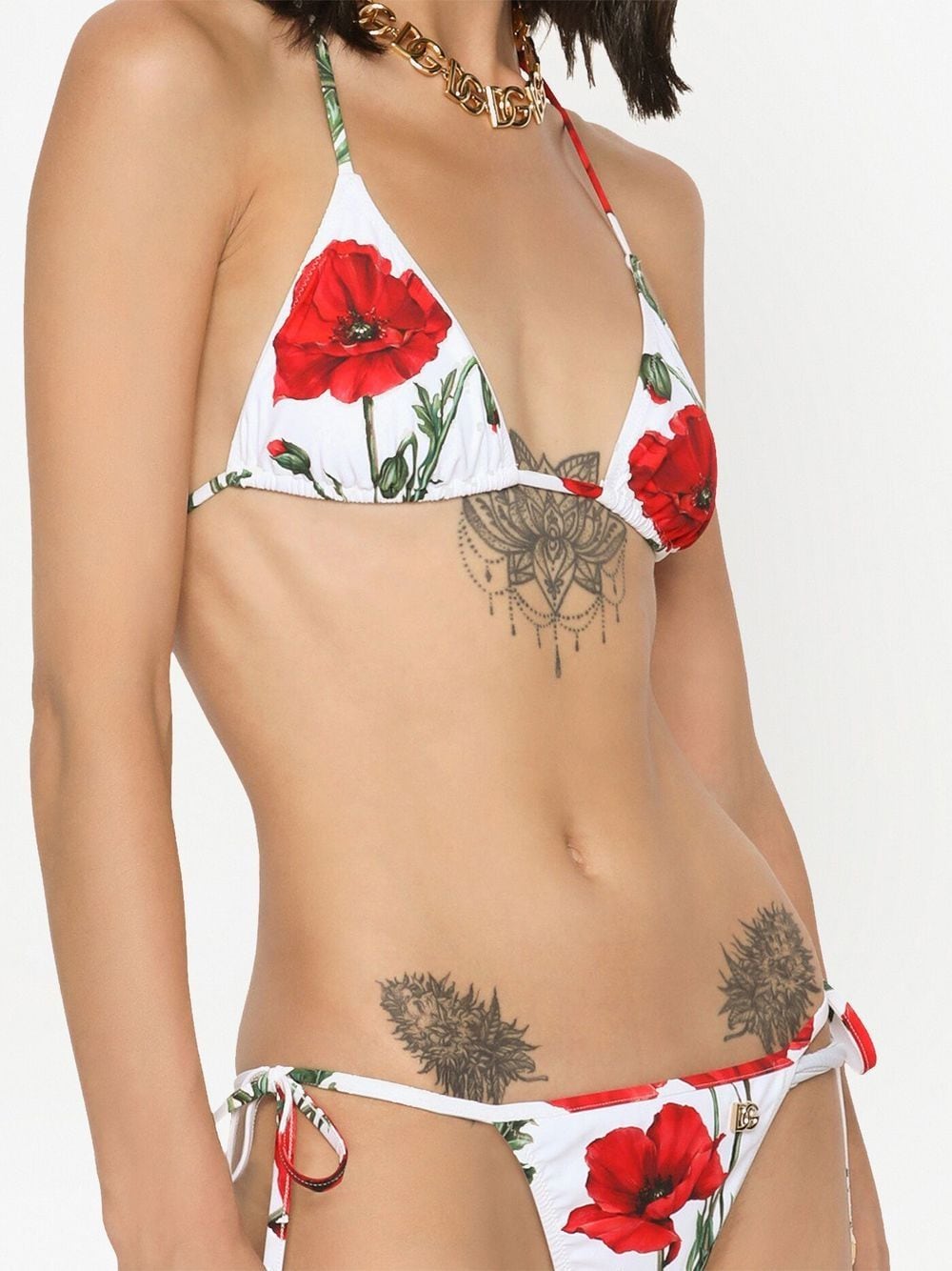 Shop Dolce & Gabbana Floral-print Triangle Bikini In White
