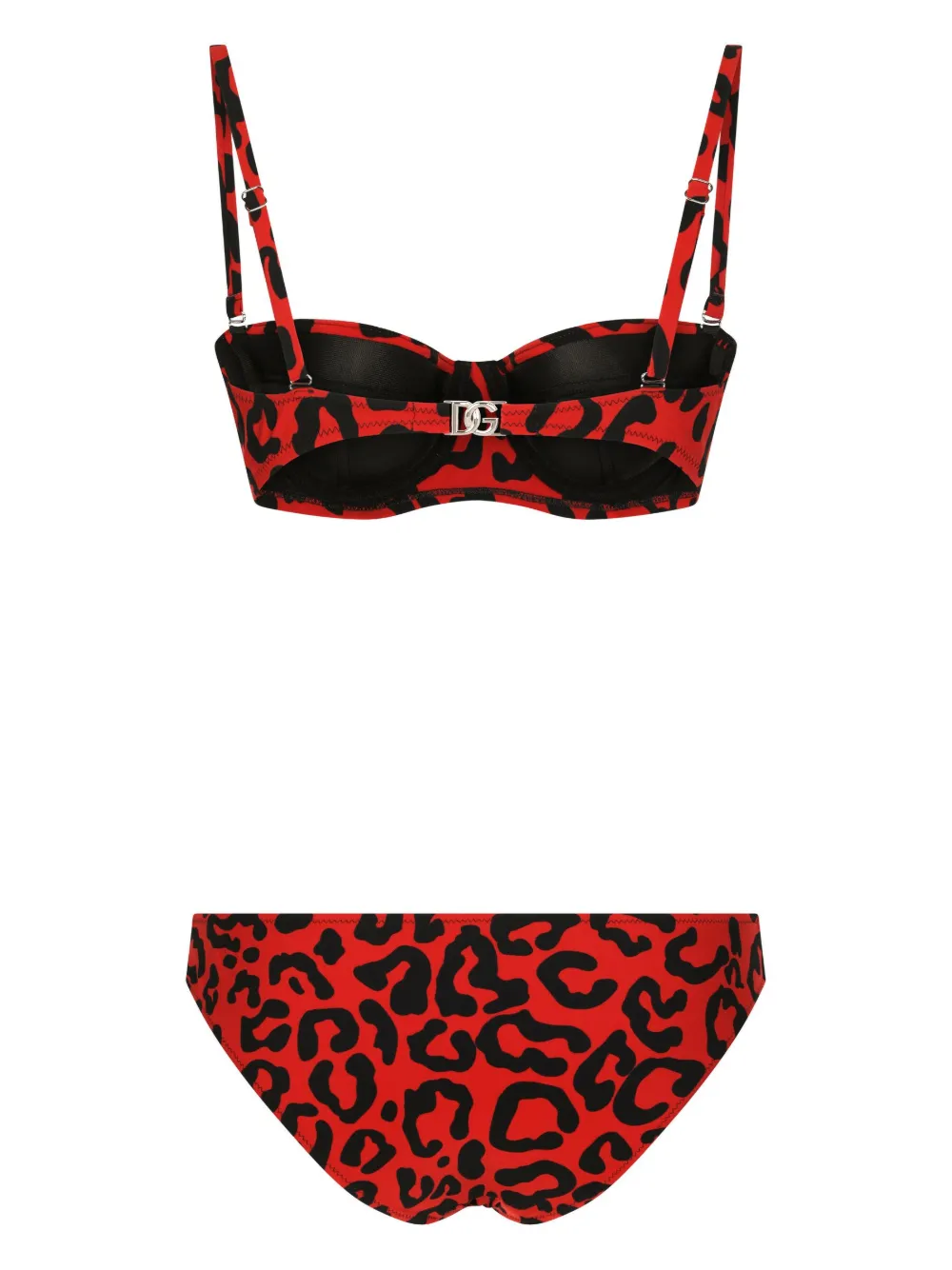 Shop Dolce & Gabbana Leopard-print Bikini Set In Red