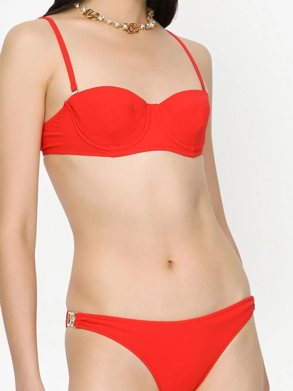 Dolce And Gabbana Balconette Style Logo Bikini Set In Very Dark Orange