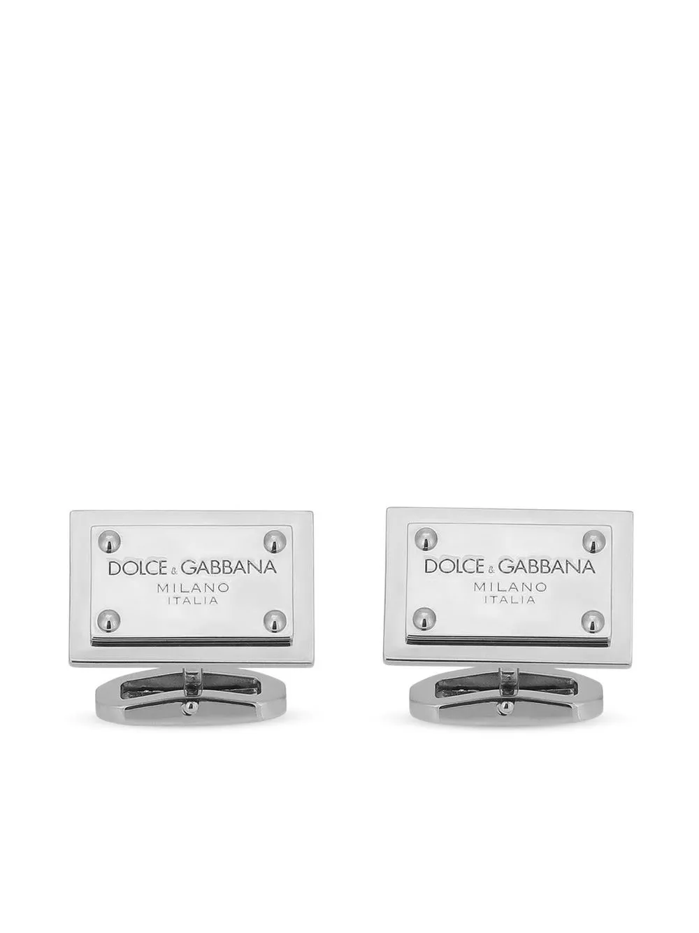 Shop Dolce & Gabbana Logo-tag Square Cufflinks In Silver