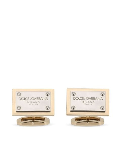 Dolce & Gabbana mancuernillas cuadrada con etiqueta del logo