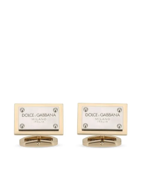 Dolce & Gabbana mancuernillas cuadrada con etiqueta del logo