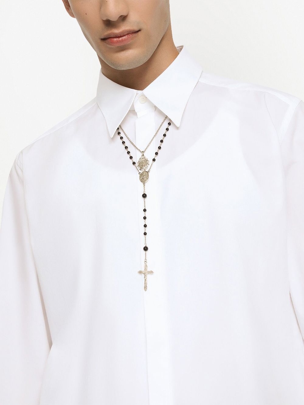 Shop Dolce & Gabbana Crystal-embellished Pendant Necklace In Silver