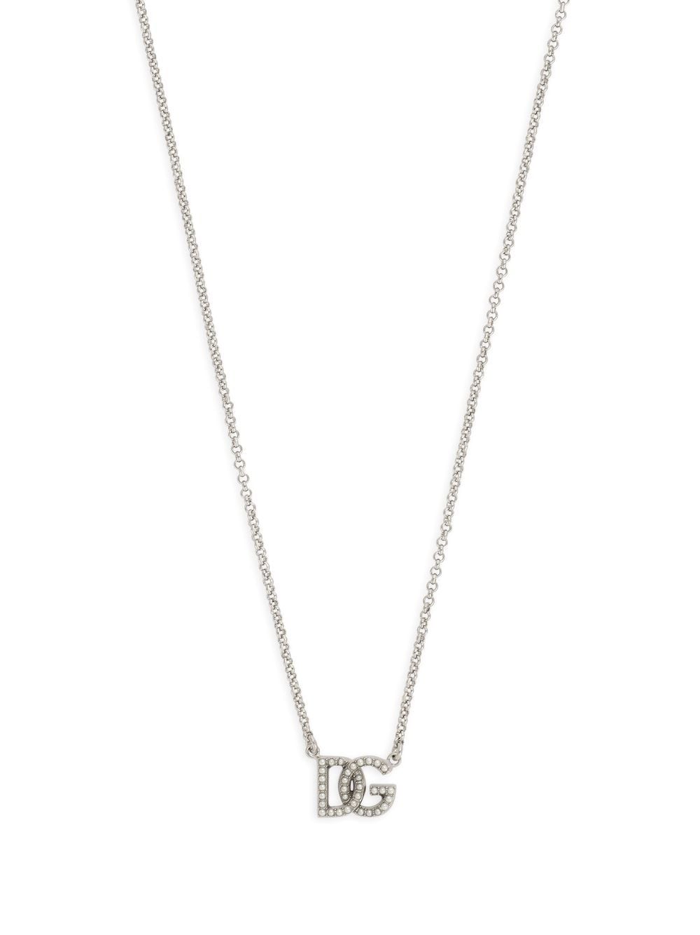 Dolce & Gabbana Logo-plaque Pendant Necklace In Silver