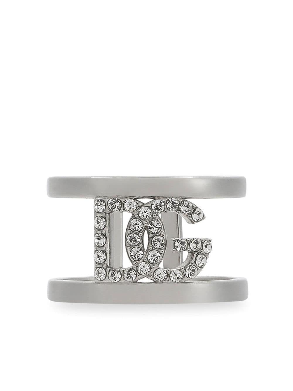 Dolce & Gabbana Rhinestone Cuff Bracelet In Silver