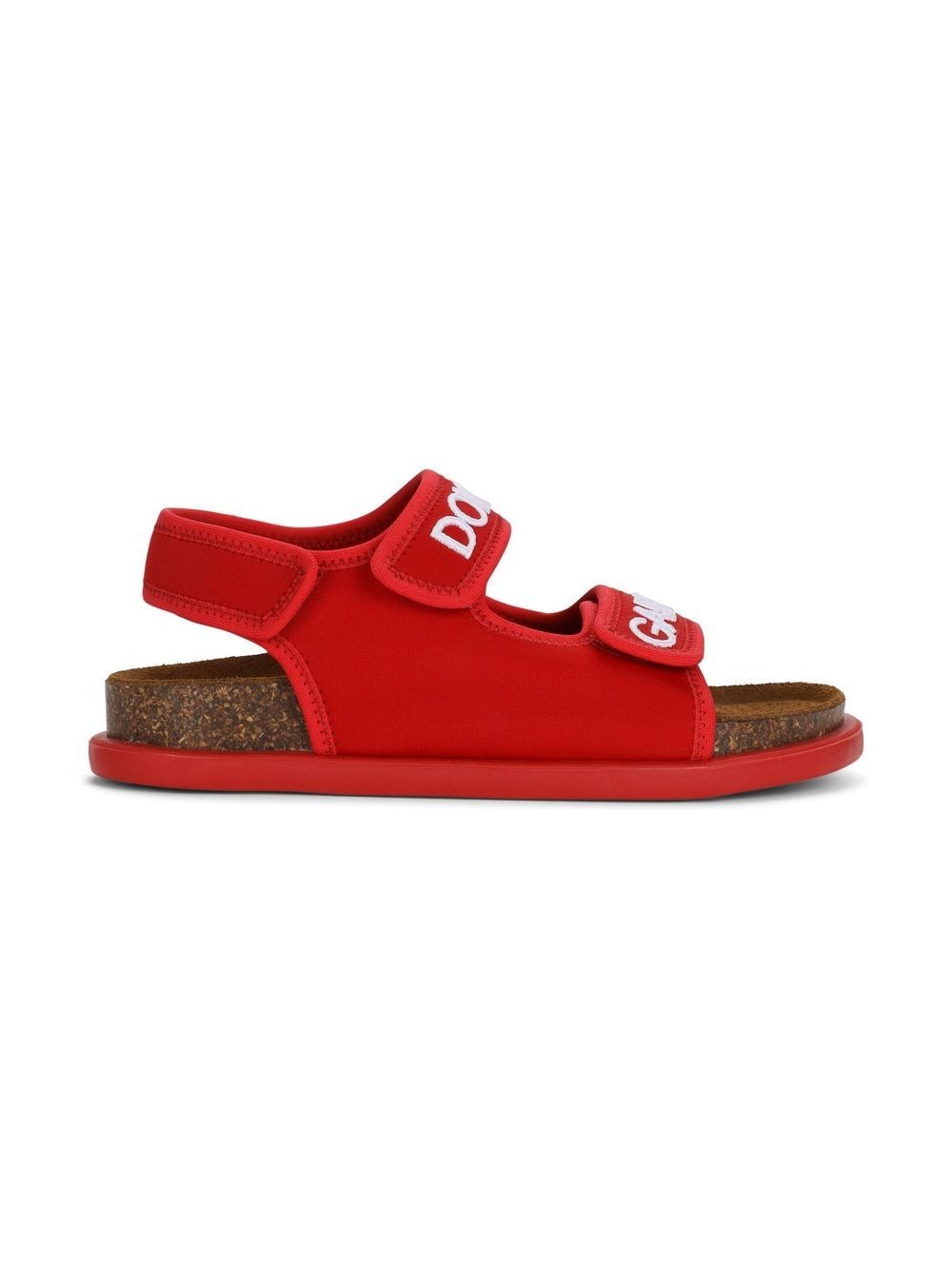 Shop Dolce & Gabbana Logo-print Flat Sandals In Red