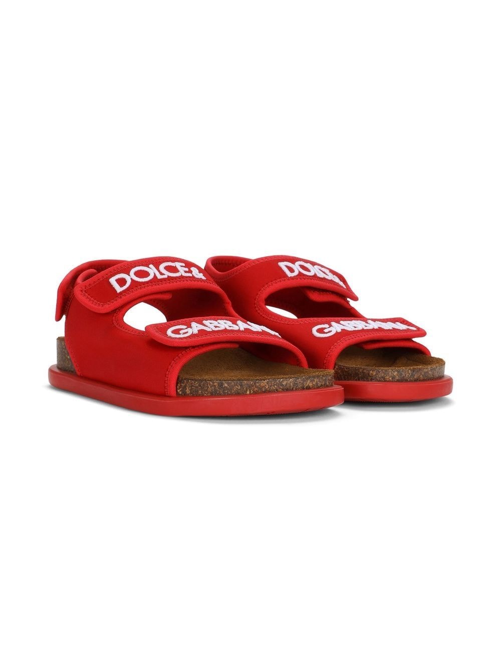 Dolce & Gabbana Kids' Logo-print Flat Sandals In Red