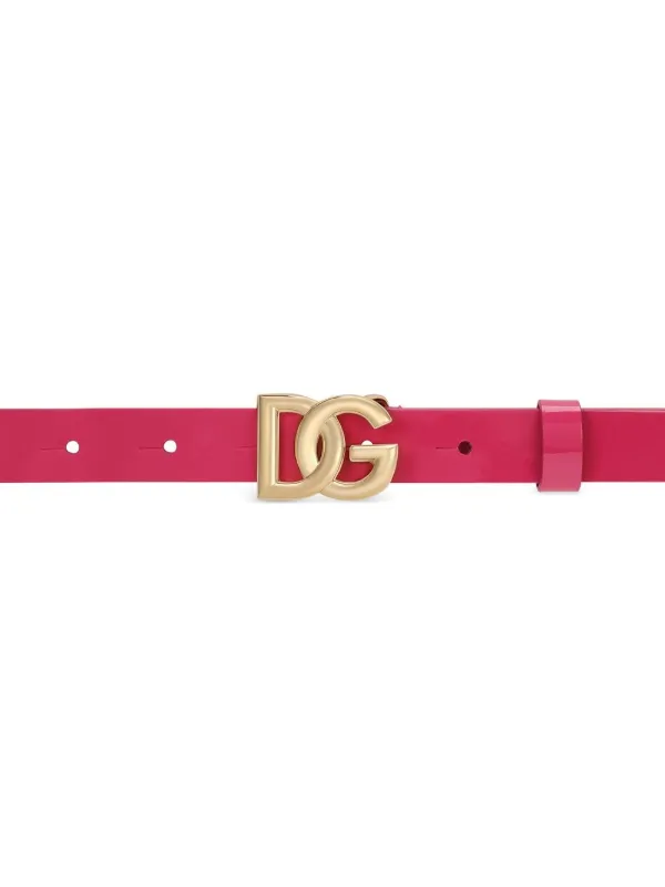 Dolce & Gabbana Kids DG-logo Patent Leather Belt | Pink  display picture 3