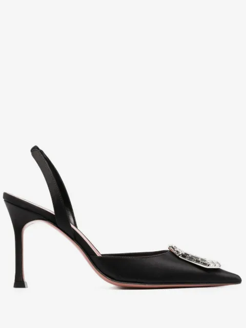 Amina Muaddi 90mm Camelia slingback pumps
