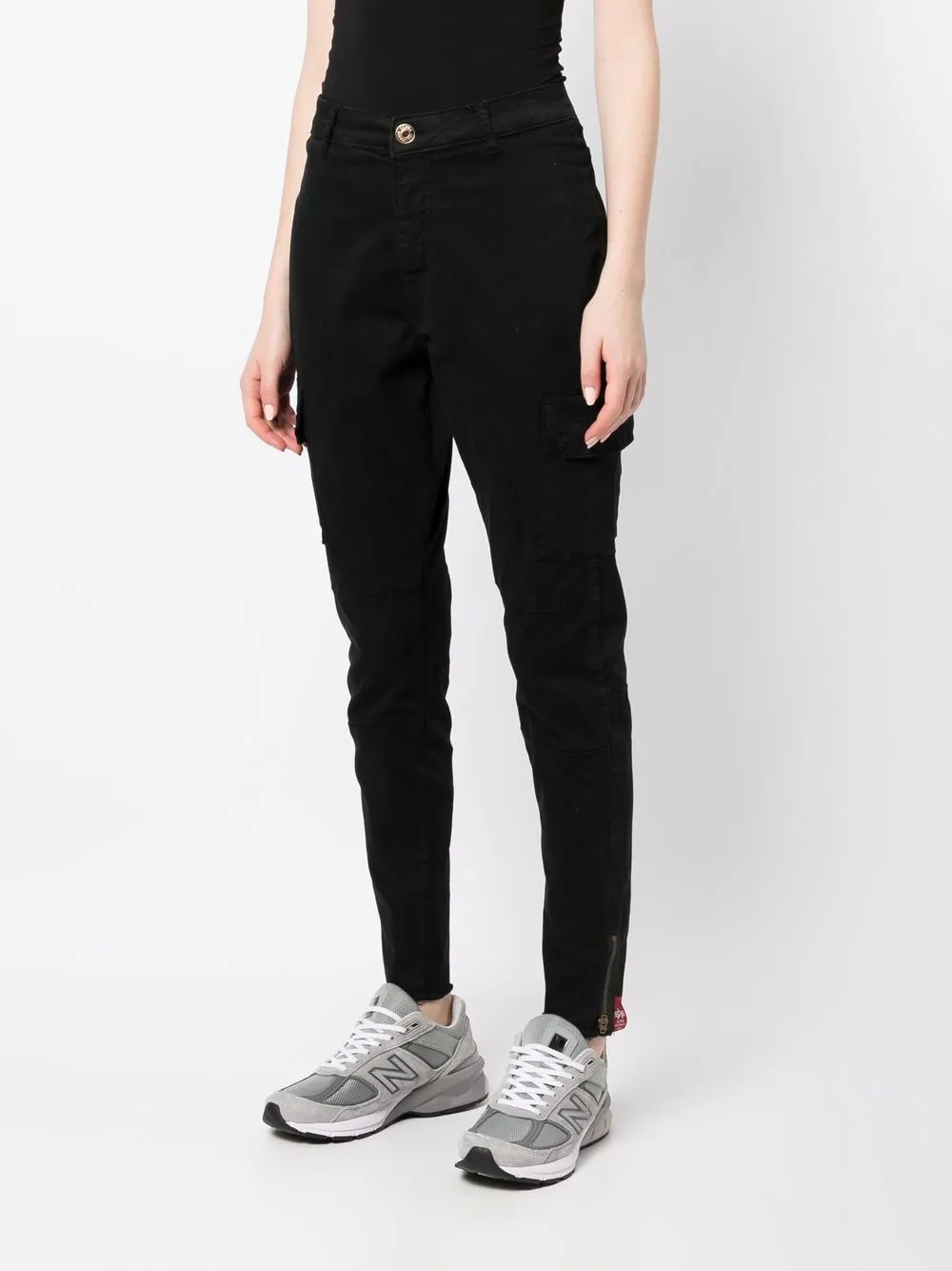 Alpha Industries High-rise Tapered Cargo Jeans In Black