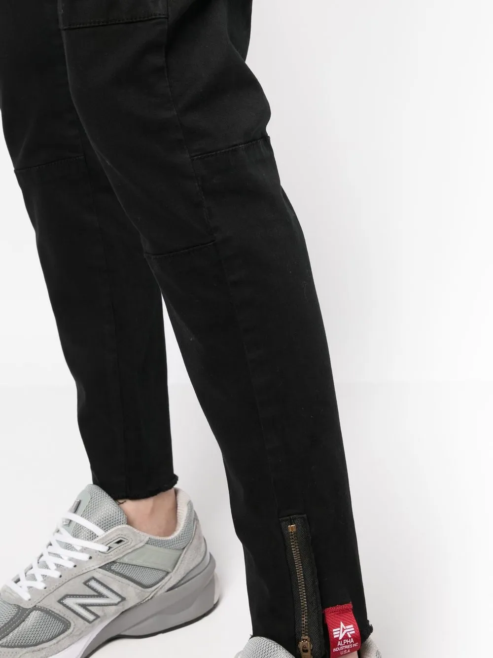 Alpha Industries High-rise Tapered Cargo Jeans In Black