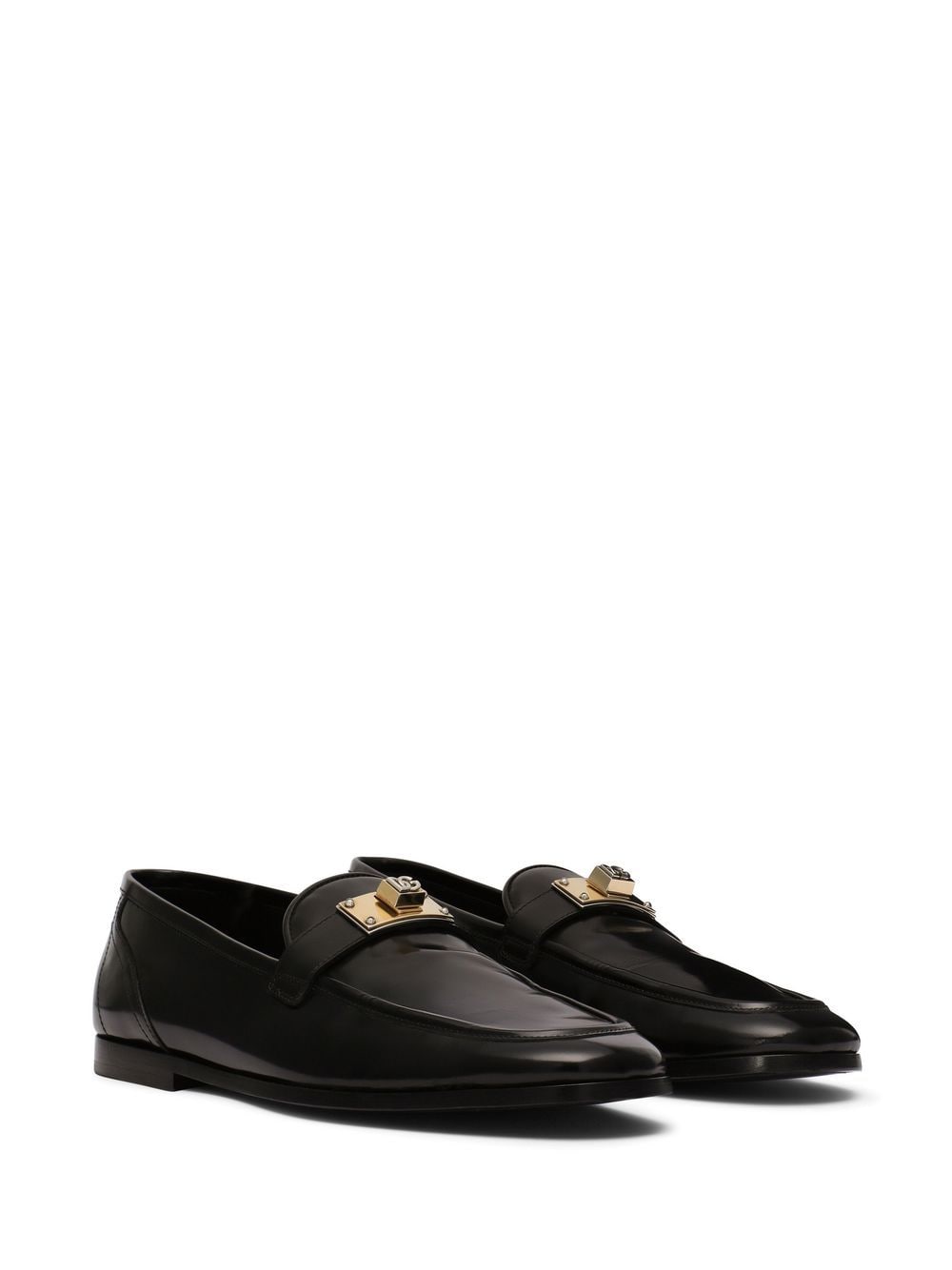 Shop Dolce & Gabbana Logo-appliqué Leather Loafers In Black