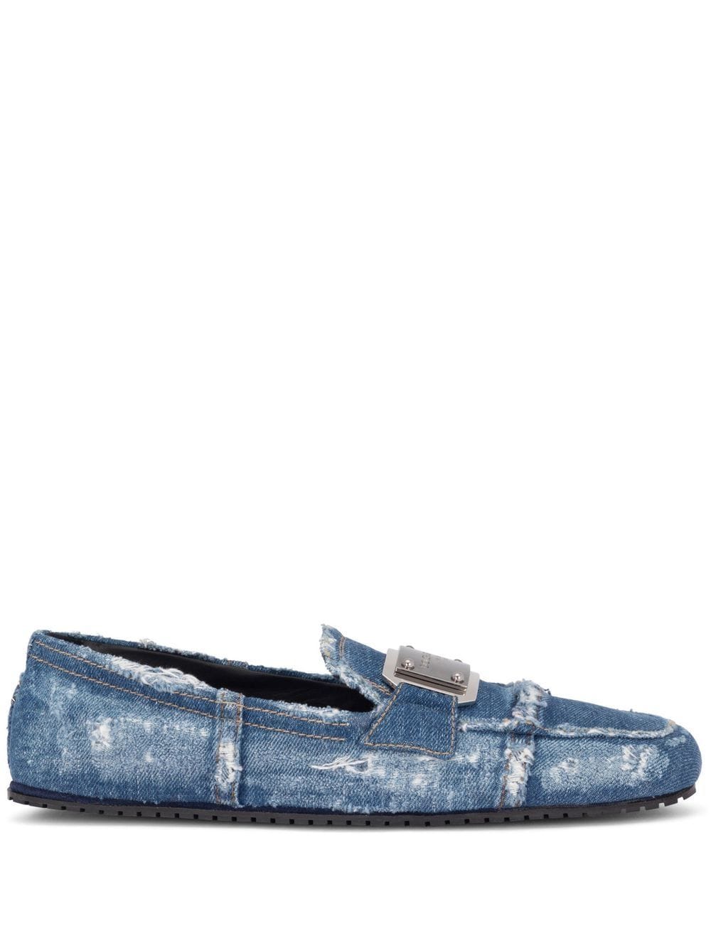 Dolce & Gabbana Jeans-loafer Mit Logo-schild In Blue