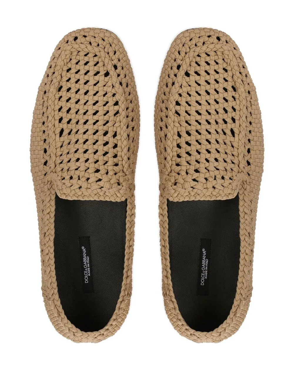 Shop Dolce & Gabbana Woven Leather Slippers In Neutrals