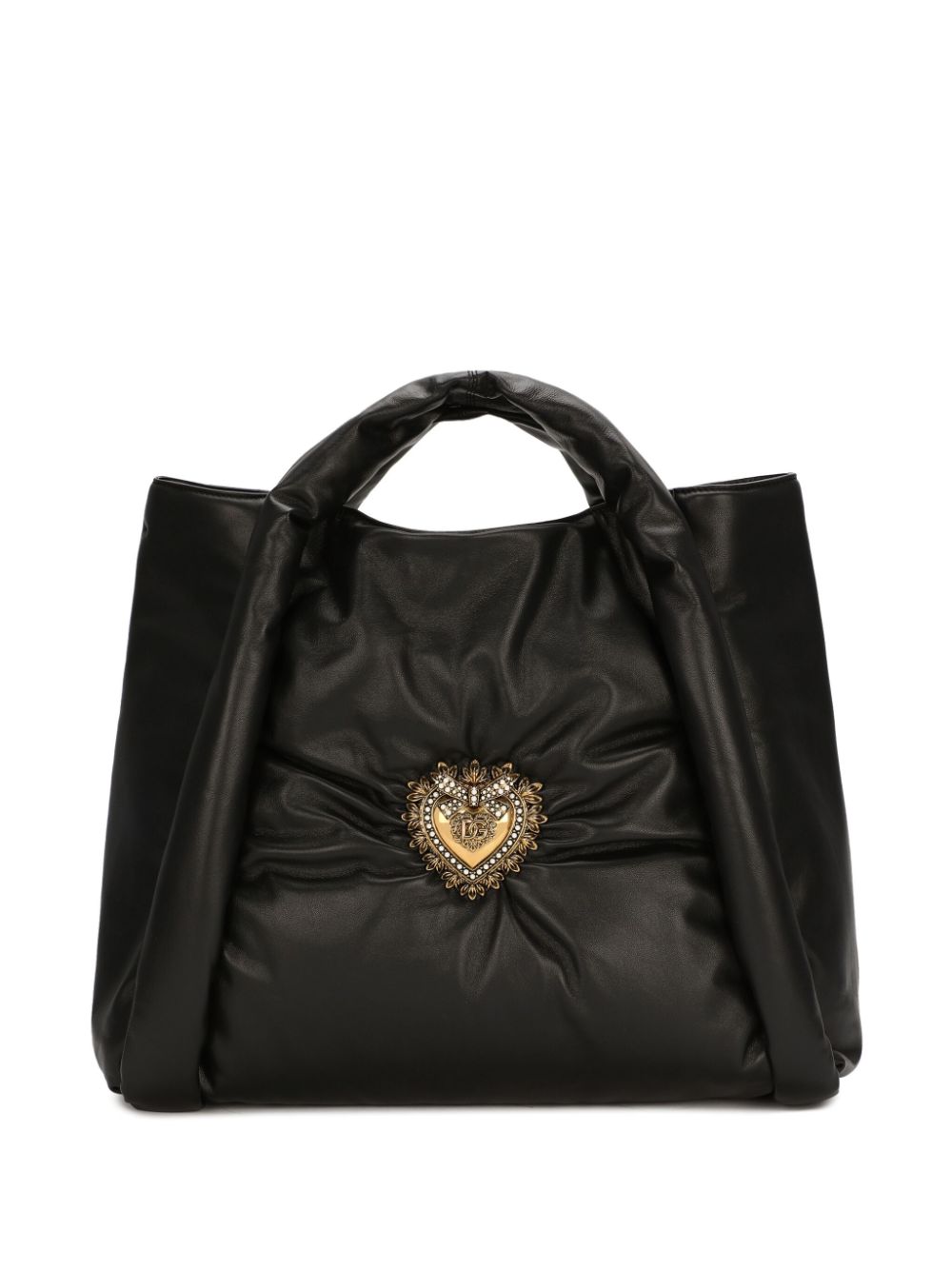 Dolce & Gabbana Leather Devotion Soft Tote Bag In Black