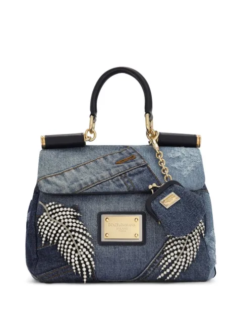 Dolce & Gabbana small Sicily Soft patchwork-denim top-handle bag