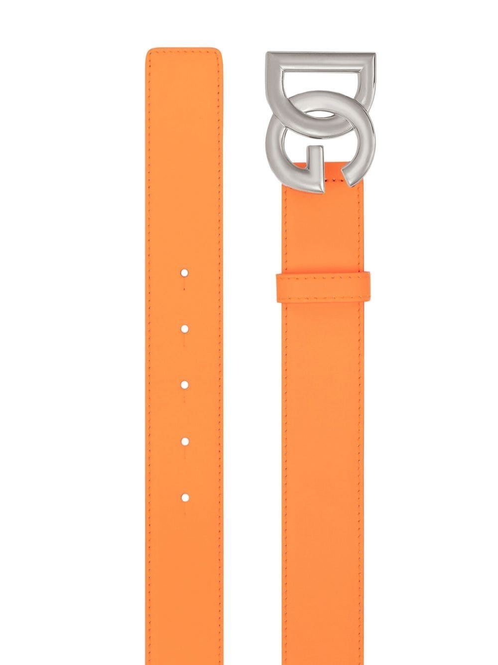 Shop Dolce & Gabbana Dg-logo Leather Belt In Orange