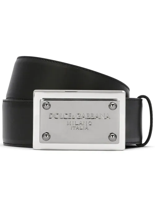 Ceinture en cuir à boucle logo - Dolce & Gabbana - Modalova