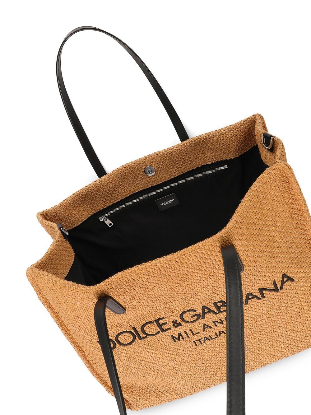 Shop Dolce & Gabbana Logo-embroidered Raffia Shopper Bag In Neutrals
