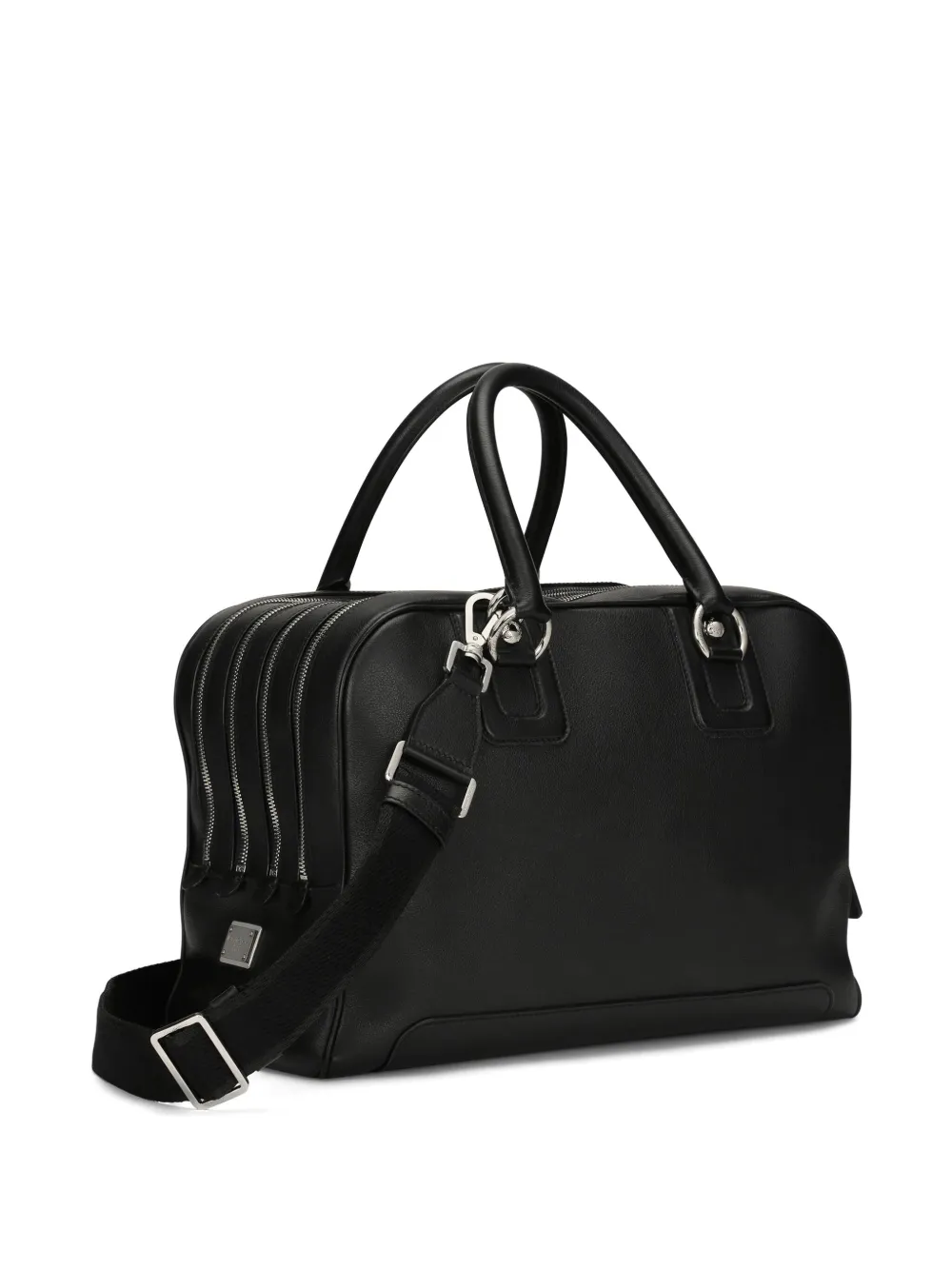 Dolce & Gabbana Re-edition Logo-plaque Leather Tote Bag In Black