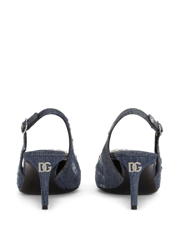 Dolce & Gabbana パッチワークデニム スリングバックパンプス | ブルー