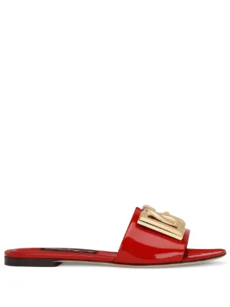 Dolce & Gabbana DG-logo Leather Sandals | Red | FARFETCH