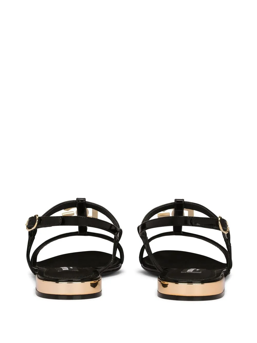 Dolce And Gabbana Logo Plaque Leather Sandals Farfetch