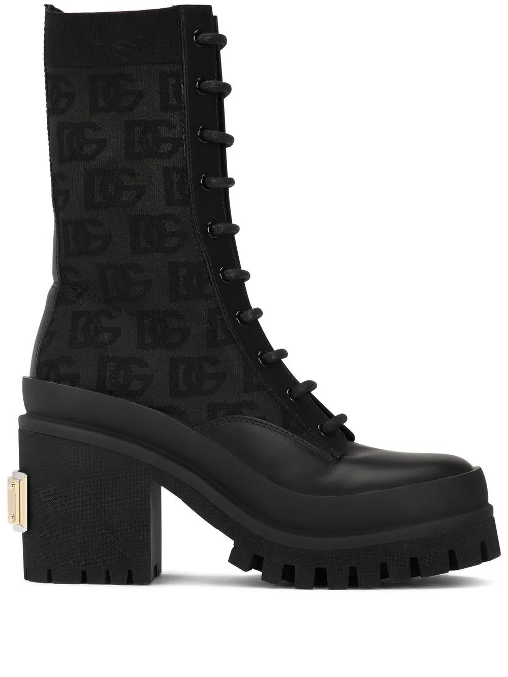 

Dolce & Gabbana logo-jacquard lace-up boots - Black