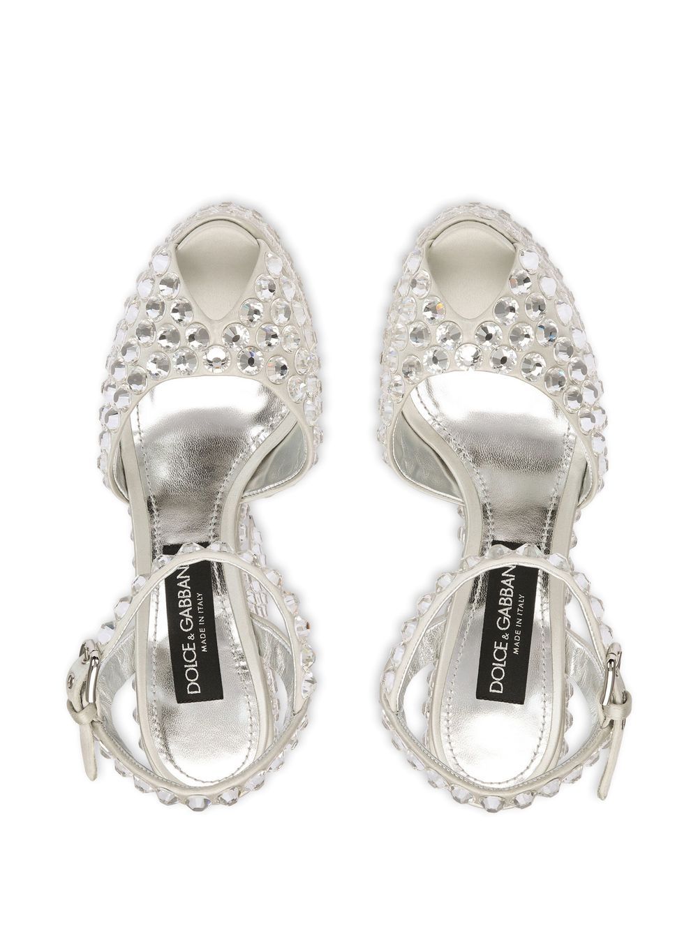 Shop Dolce & Gabbana 130mm Rhinestone-embellished Platform Pumps In White