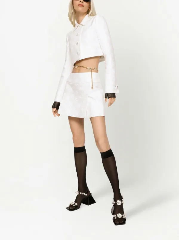 Dolce & Gabbana DG-logo Jacquard Cropped Jacket | White