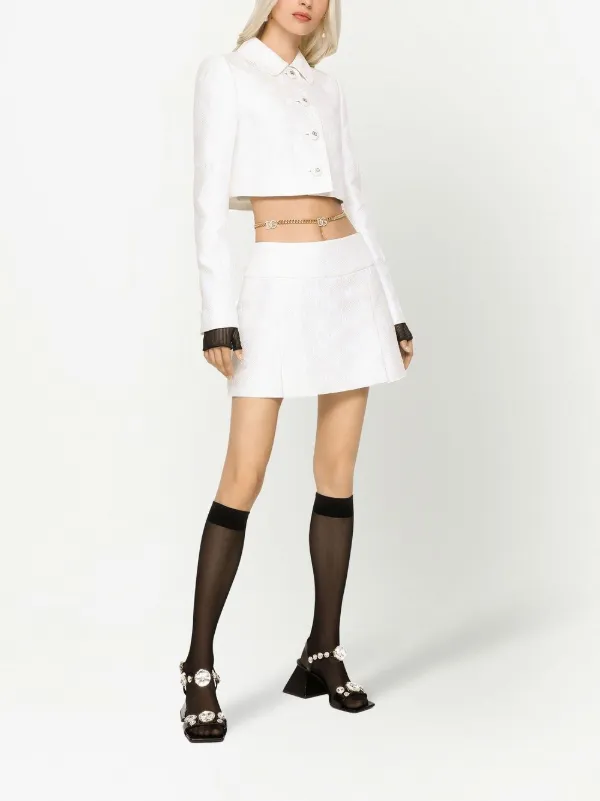 Dolce & Gabbana DG-logo Jacquard Cropped Jacket | White