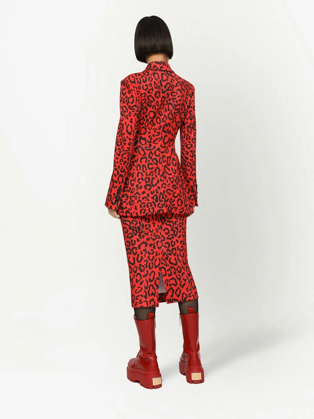 Shop Dolce & Gabbana Leopard Print Double-breasted Blazer In Red