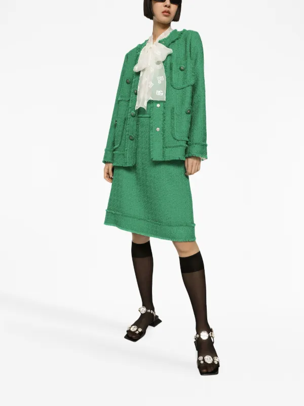 Dolce & Gabbana Bouclé Tweed Jacket | Green | FARFETCH
