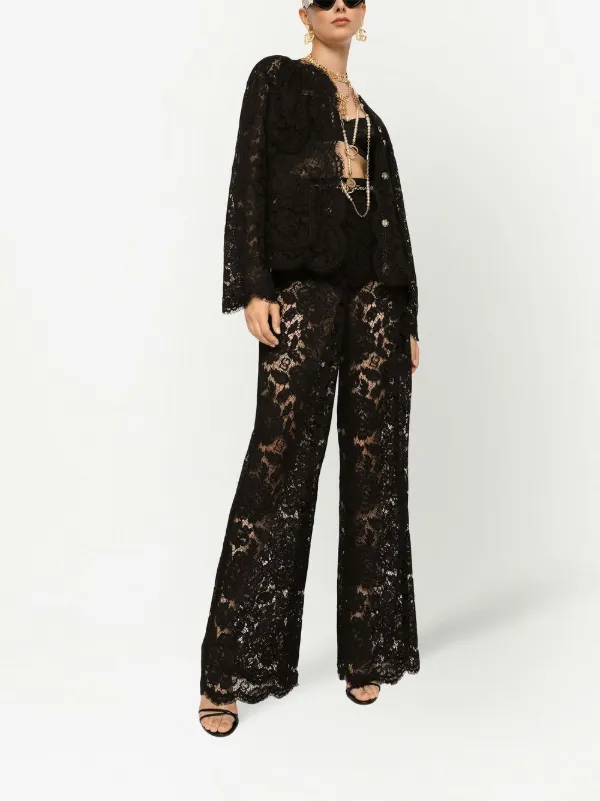 Dolce & Gabbana フローラル レース ジャケット ブラック Dolce & Gabbana フローラルレース シングルジャケット