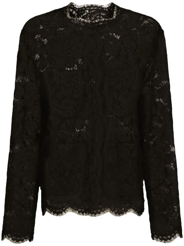 Dolce & Gabbana フローラルレース シングルジャケット | ブラック