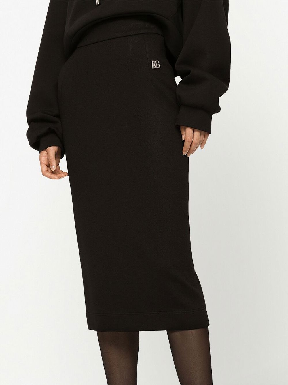 Shop Dolce & Gabbana Milano-rib Midi Skirt In Black