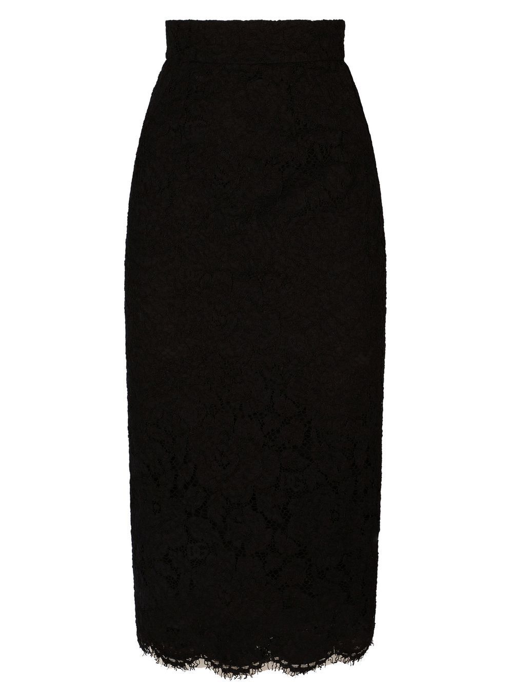 Shop Dolce & Gabbana Lace Midi Skirt In Black