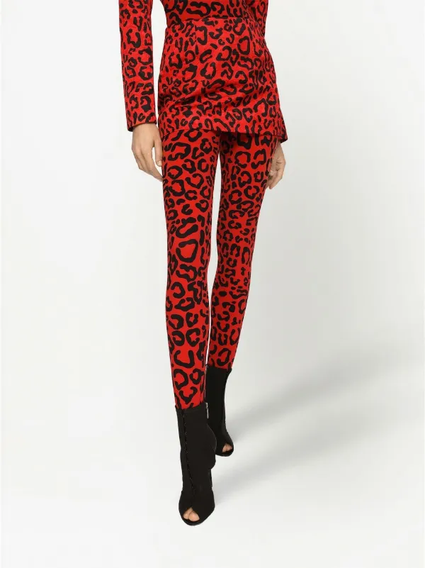 Zara red leopard pants 2025