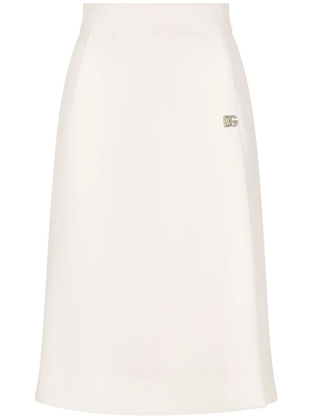 

Dolce & Gabbana falda midi con placa del logo - Blanco