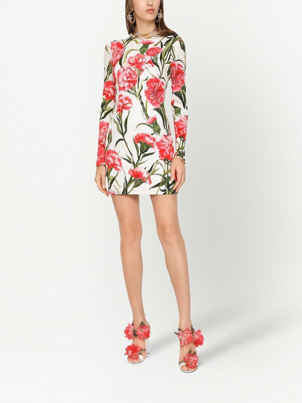Shop Dolce & Gabbana All-over Floral-print Minidress In White