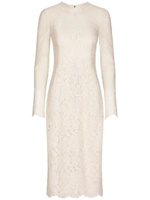 Dolce & Gabbana floral-lace long-sleeve midi dress