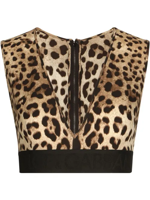 Haut crop à imprimé léopard - Dolce & Gabbana - Modalova