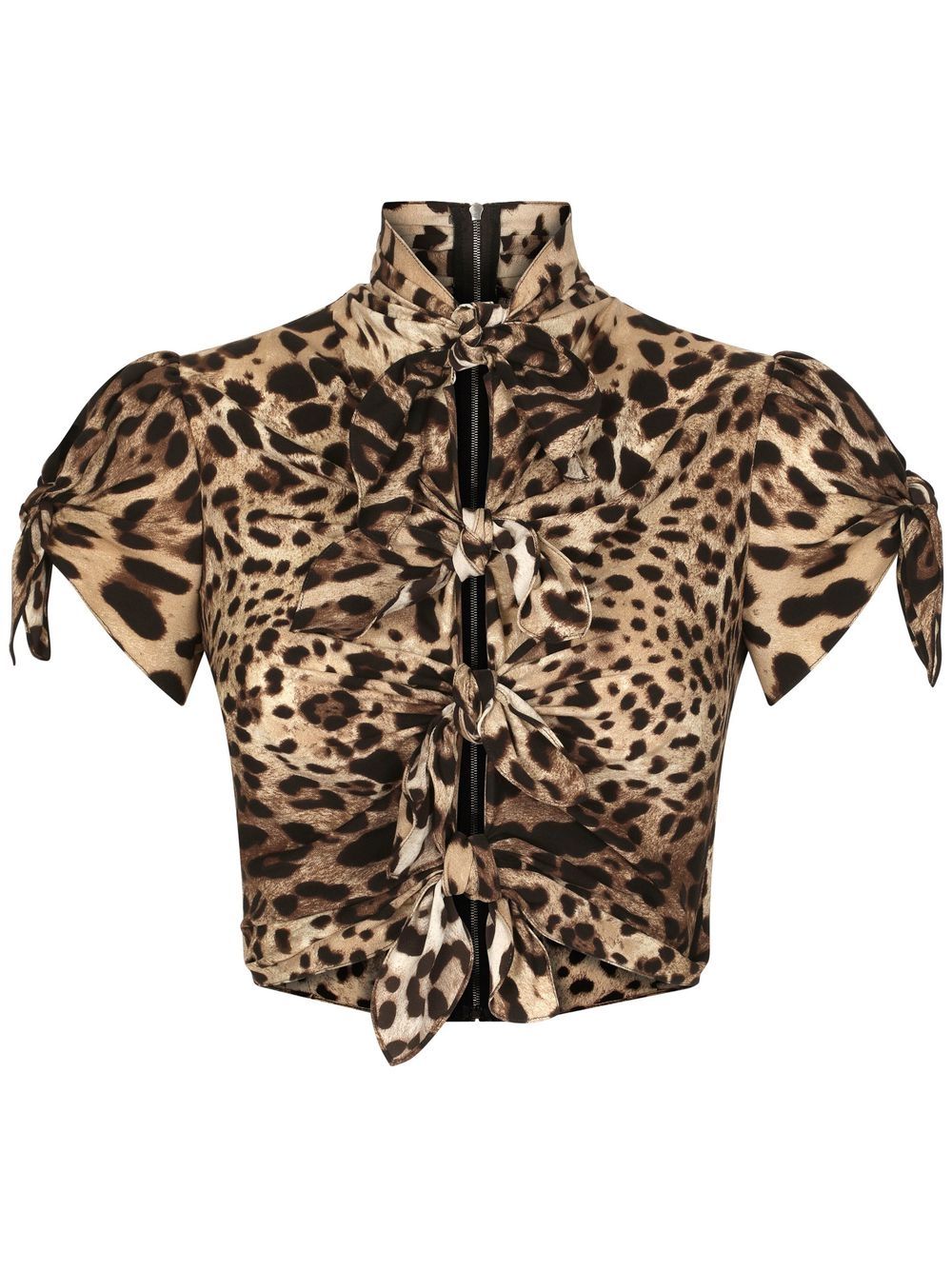 Shop Dolce & Gabbana Leopard-print Crop Top In Brown