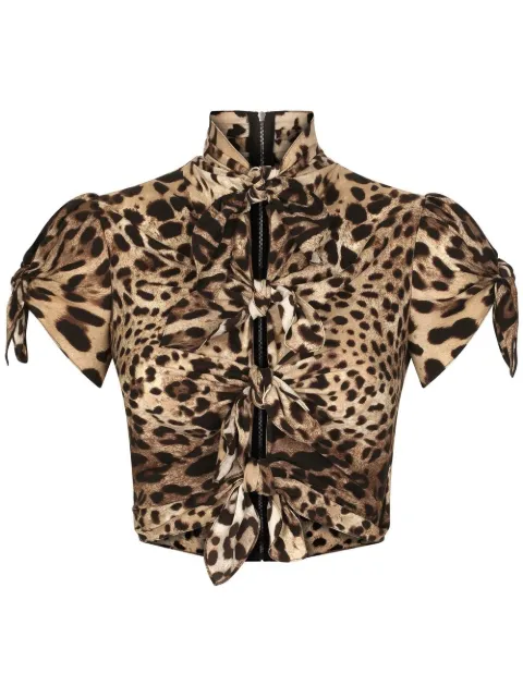 Dolce & Gabbana Blusa cropped com estampa de leopardo