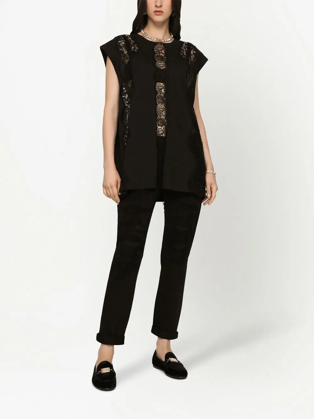 Dolce & Gabbana Black Short Sleeve Casual Top Stretch Blouse