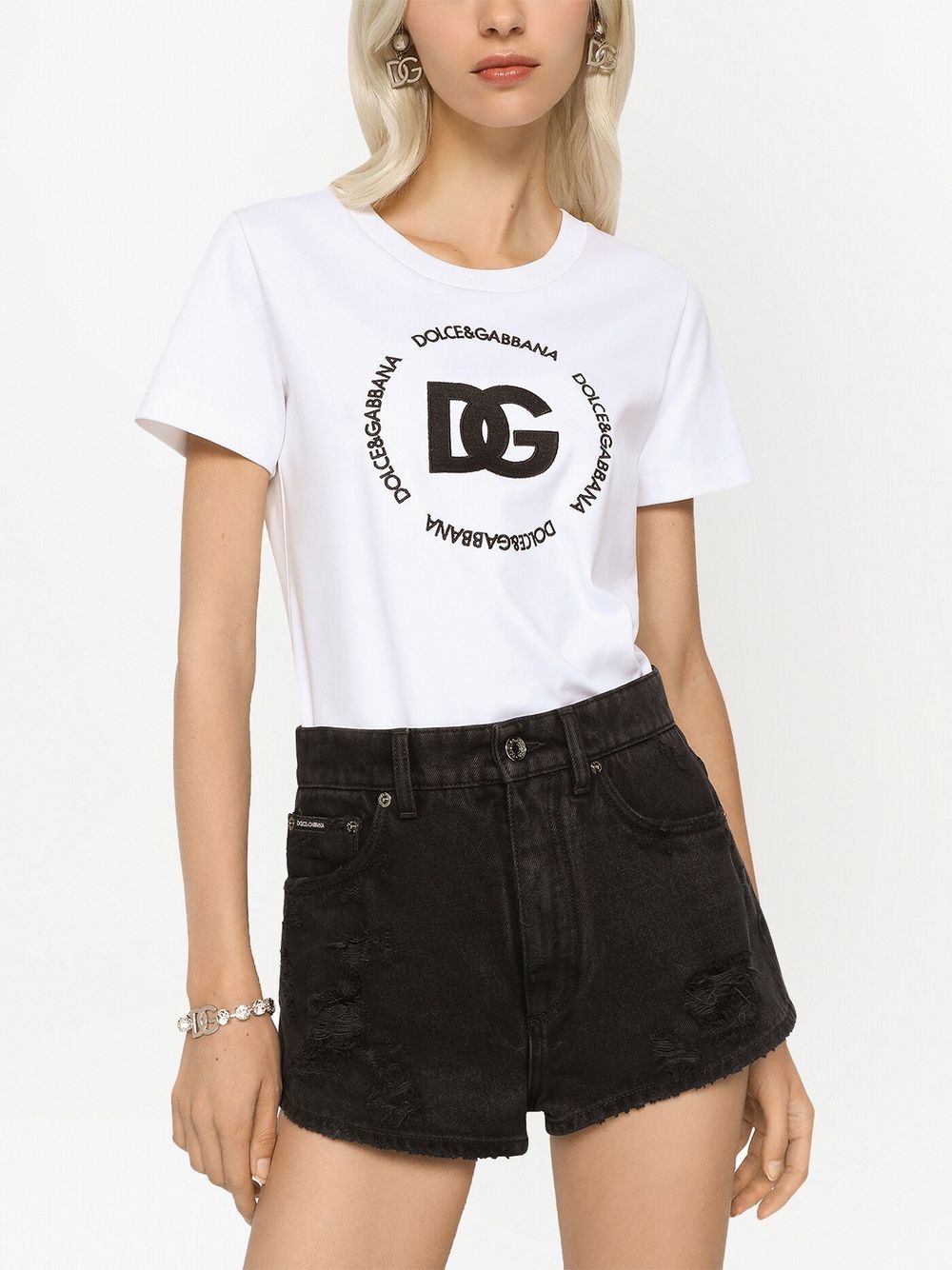Shop Dolce & Gabbana Interlock Dg-logo T-shirt In White