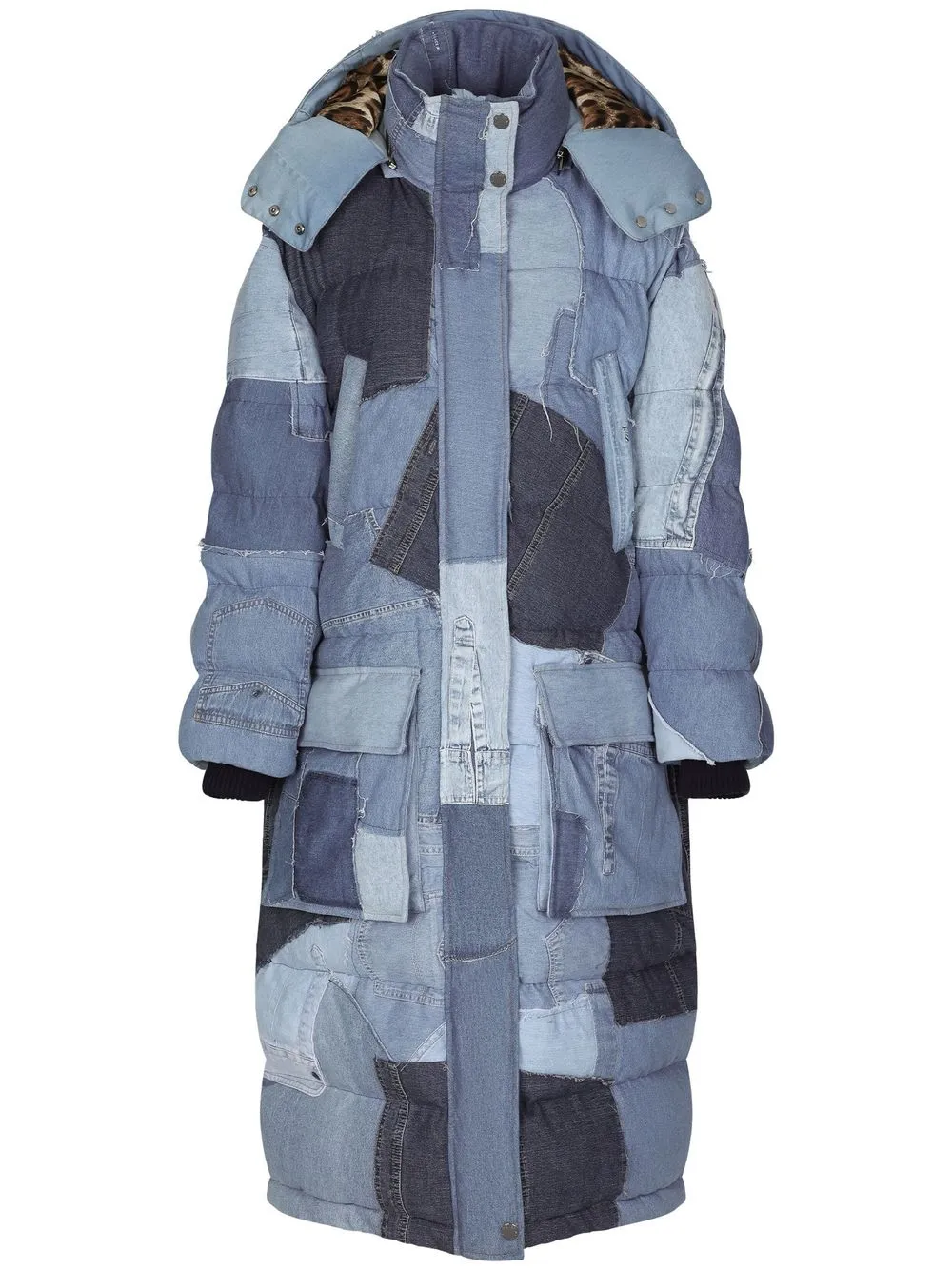 

Dolce & Gabbana patchwork-detail padded coat - Blue