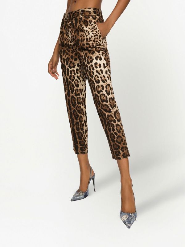 Womens Khaki Animal Print PJ Style Trousers