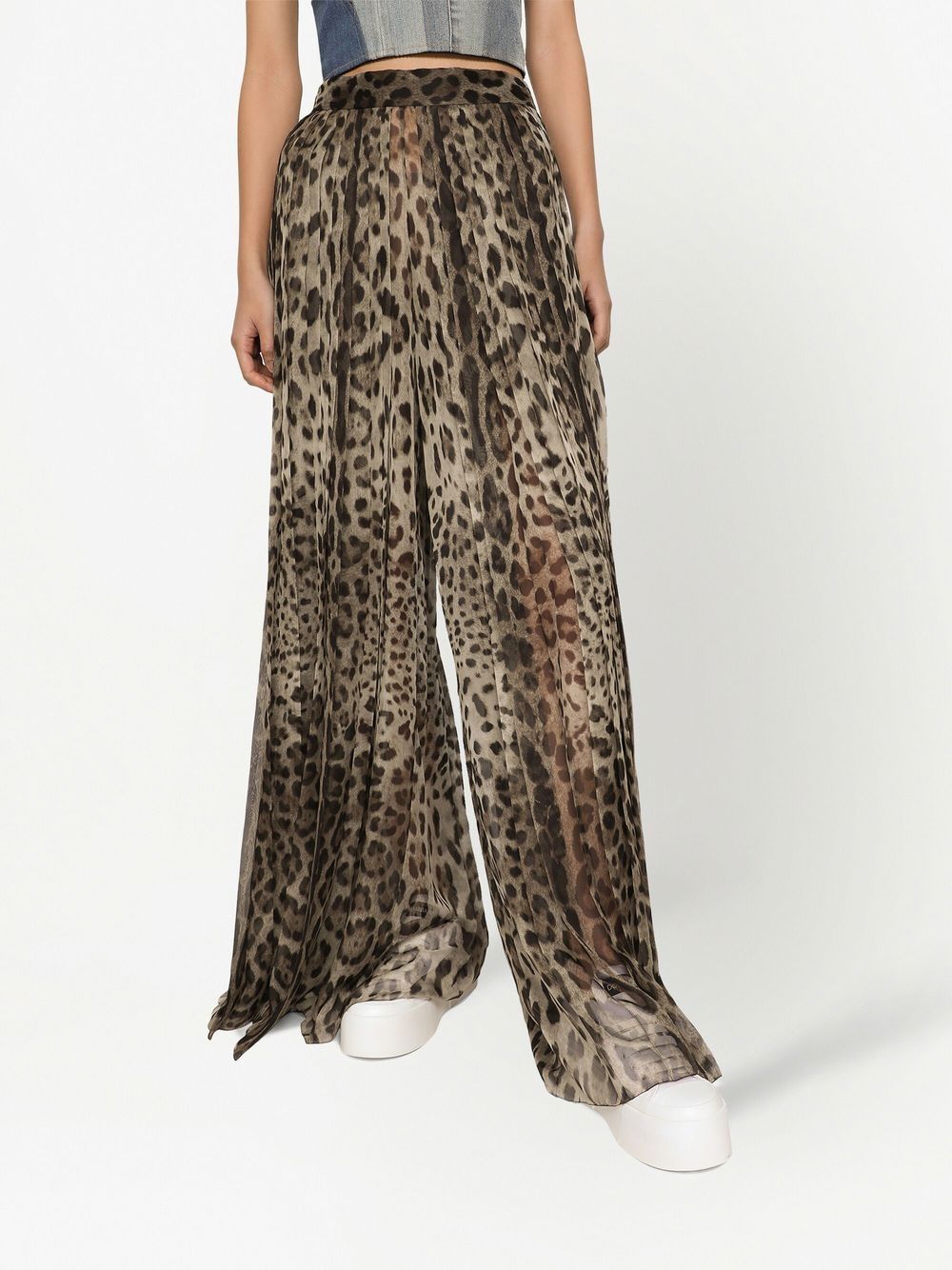 Shop Dolce & Gabbana Leopard-print Culotte Trousers In Black