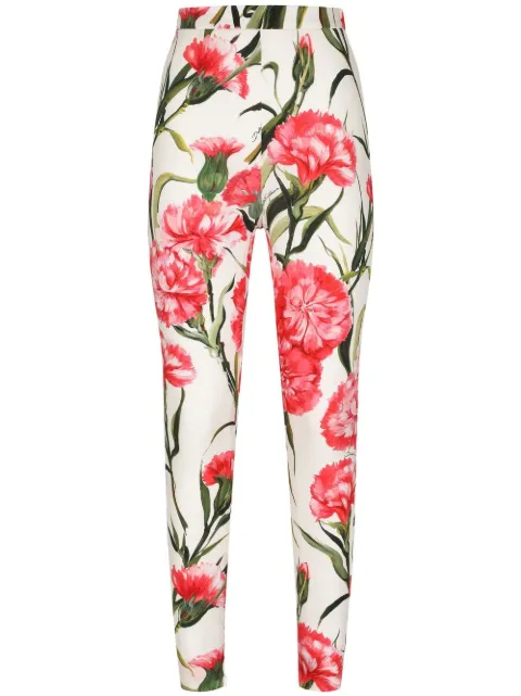 Dolce & Gabbana floral-print silk leggings 